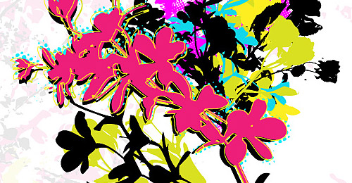 Retro Grunge Floral Vectors